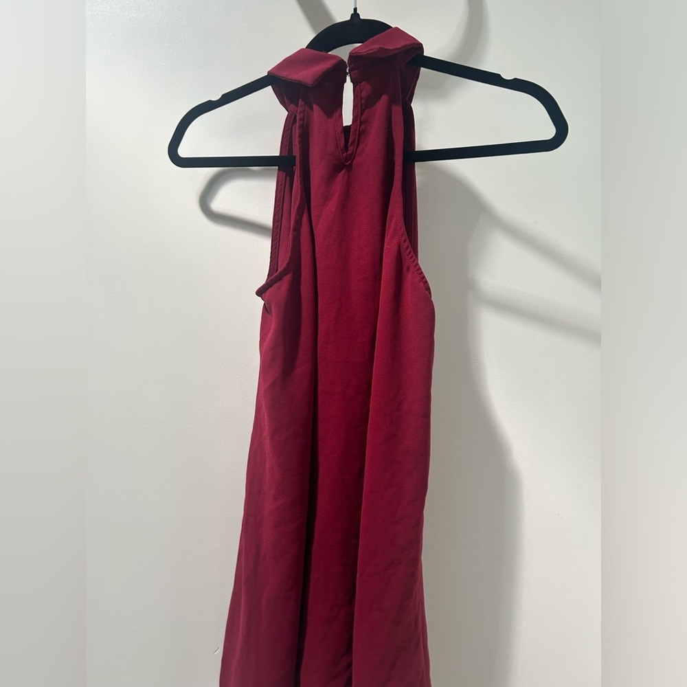 Red cocktail dress size, small business lapel collar